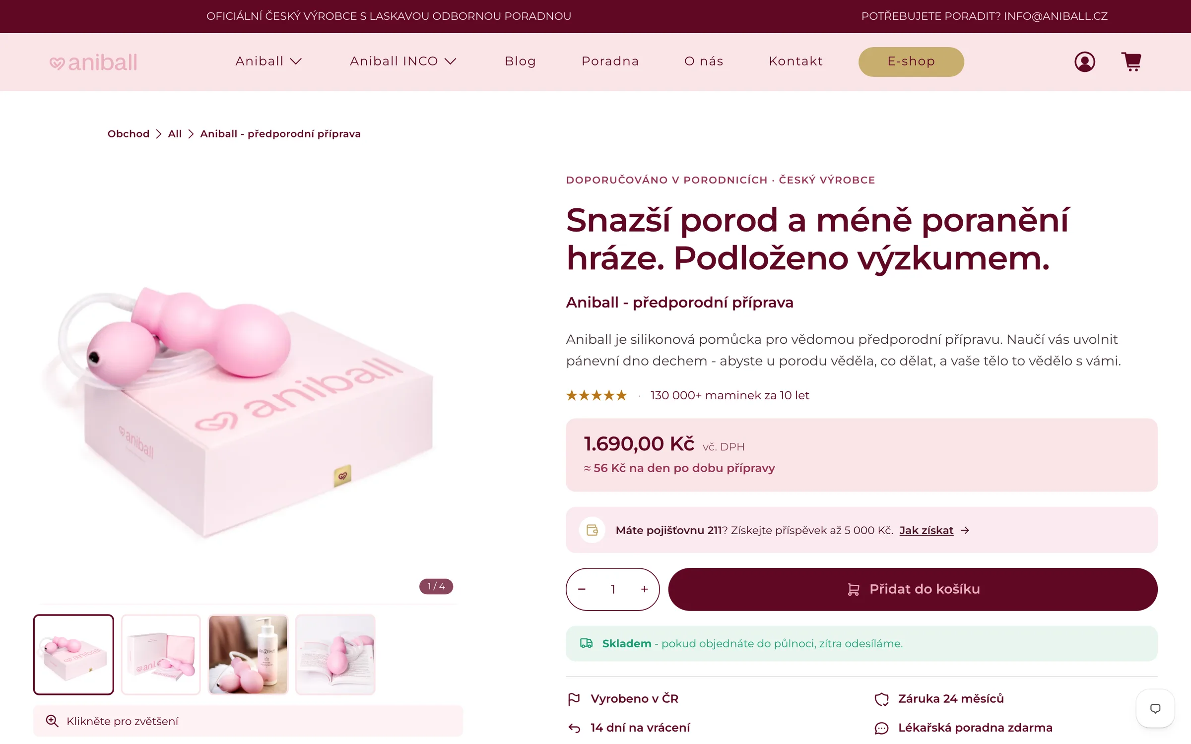 Produktová stránka Aniball po redesignu – hodnocení, kontext ceny a prvky důvěry