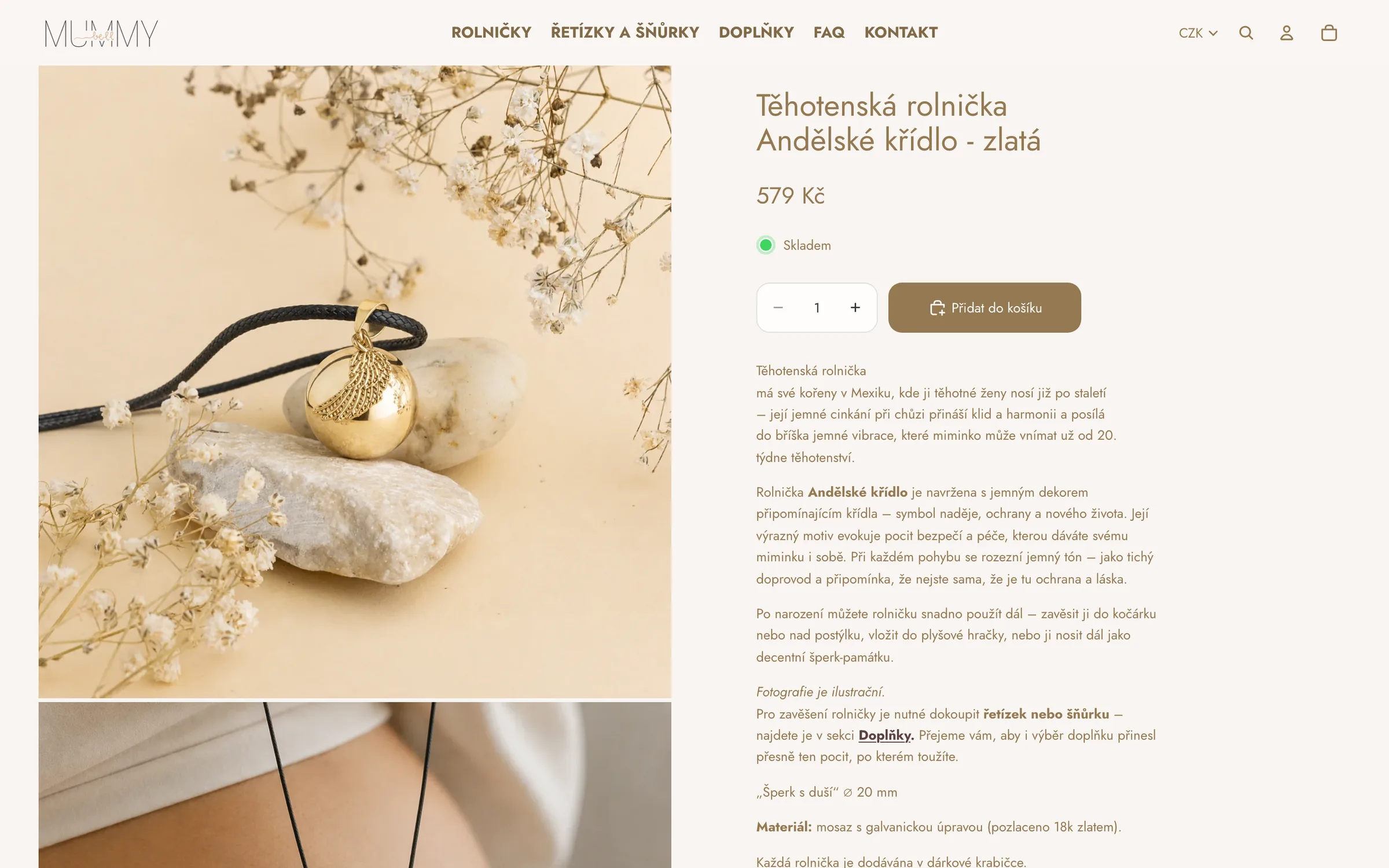 Produktová stránka rolničky před redesignem – galerie, cena a souvislý text